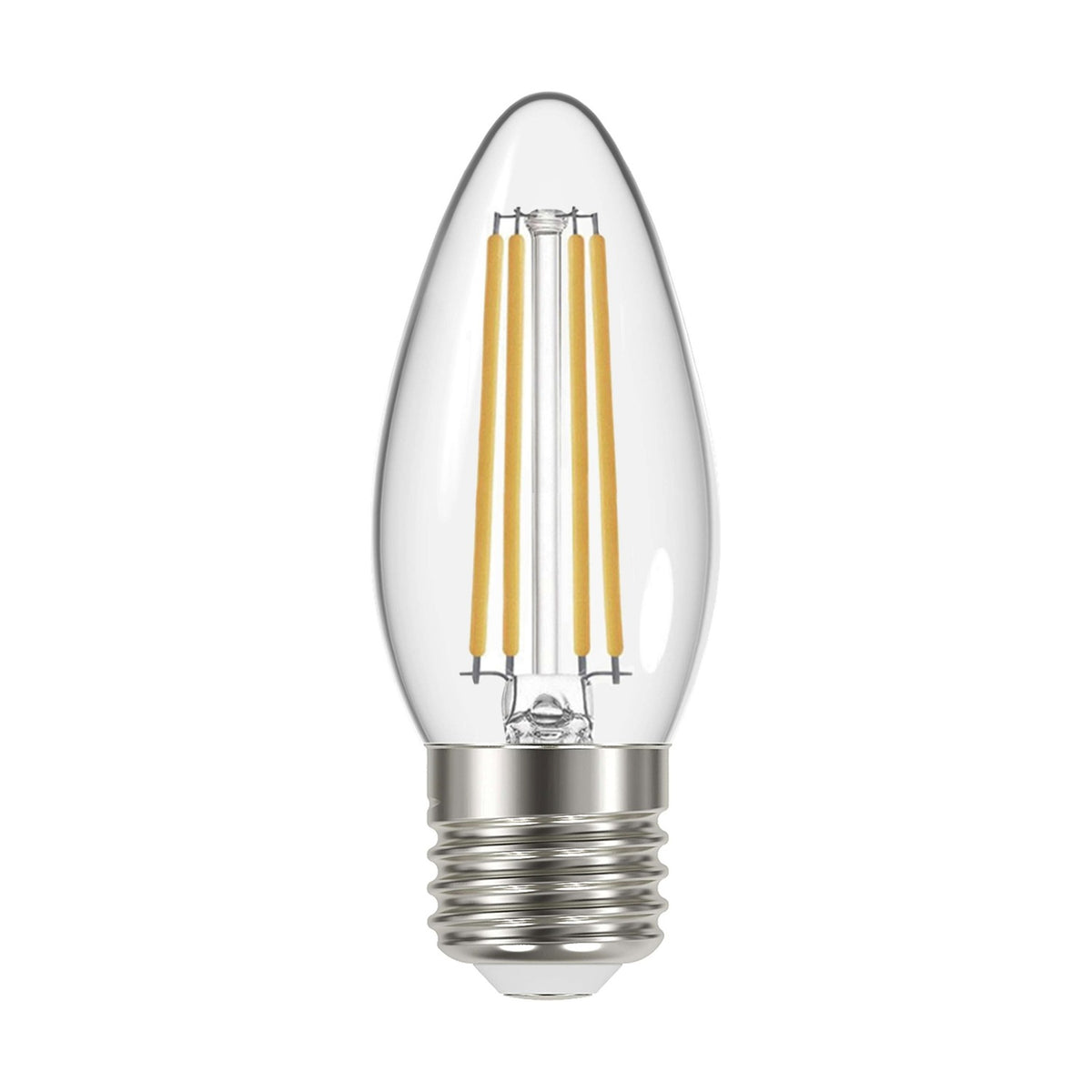 E27 LED Filament Candle Bulb 4W 470lm - Warm White 2700K, 2 Pack