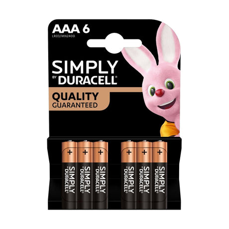 Duracell Simply AAA Batteries (LR03) - 6 Pack retail pack