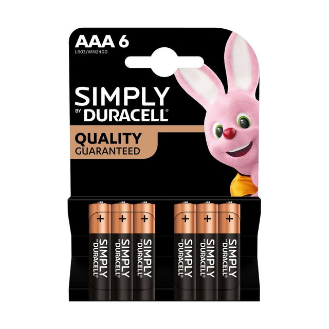Duracell Simply AAA Batteries (LR03) - 6 Pack retail pack