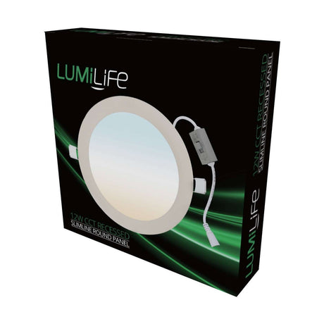 12W CCT Adjustable Recessed Circular LED Panel Downlight retail pack