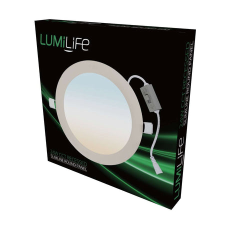 24W CCT Adjustable Recessed Round Panel Downlight - White retail pack