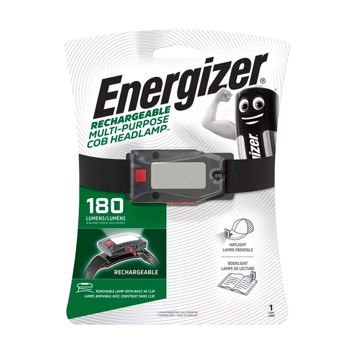 Energizer Rechargeable COB Head Torch 180lm - Removable Lamp