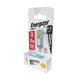 The packaging of the Energizer 1.8W G4 Non-Dimmable LED Capsule Bulb - Daylight, 6500K highlights its energy efficiency, equating to a 20W halogen bulb with a 215 lumens output and an impressive 15-year lifespan. It includes an image of the bulb with its compact G4 base alongside the iconic Energizer mascot.
