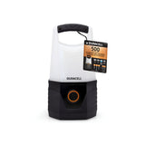 The Duracell Floating Lantern 500 Lumen (4 Pack) is a white and black LED lantern that is waterproof and equipped with a practical handle. It features an attached tag indicating its 500-lumen brightness and includes an orange power button, making it ideal for versatile use in different environments.