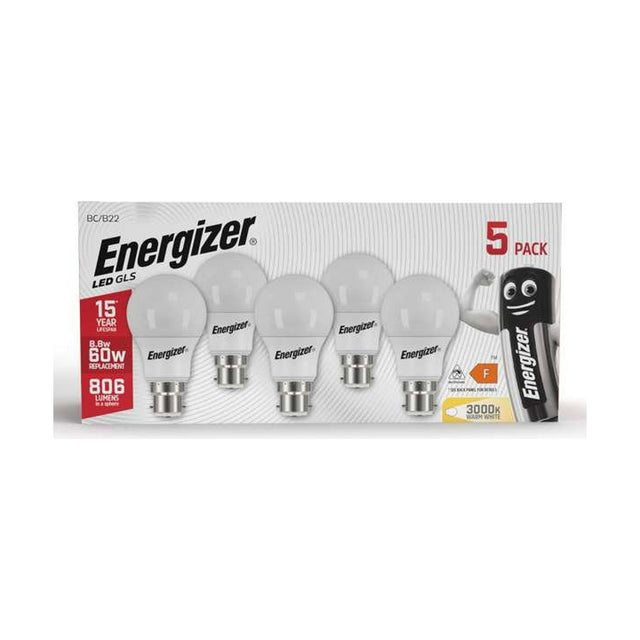 B22 (BC) LED GLS Bulb 8.8W 806lm - Warm White 3000K, 5 Pack