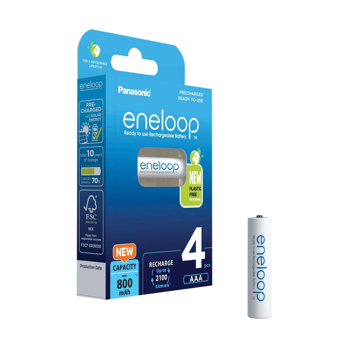 Panasonic Eneloop AAA Batteries (HR03) - 4 Pack retail pack