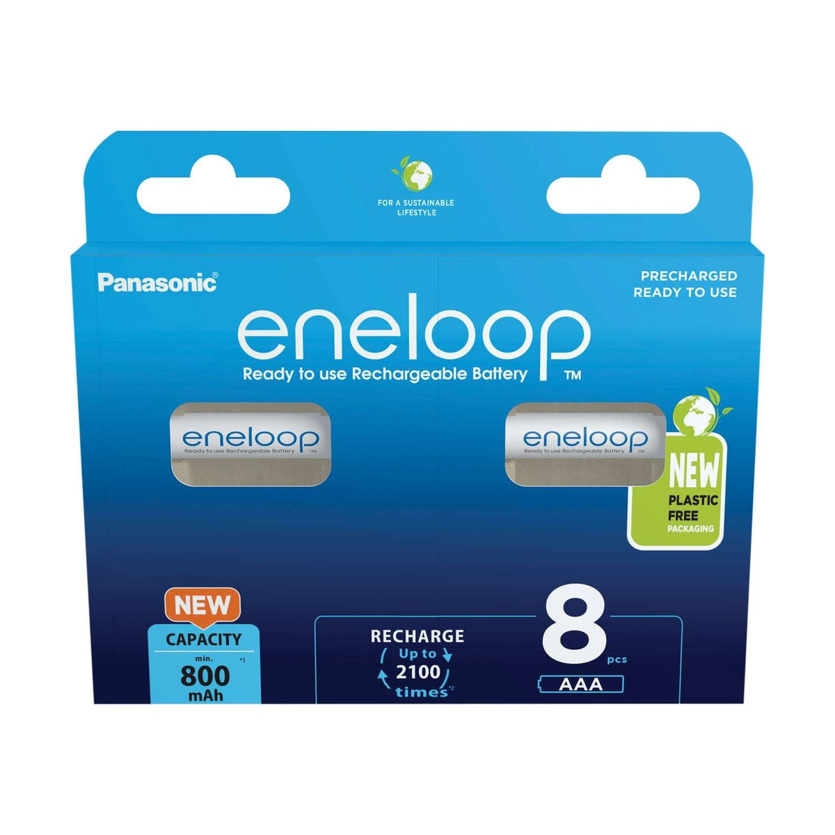 Eneloop AAA Rechargeable Batteries (HR03) - 8 Pack retail pack