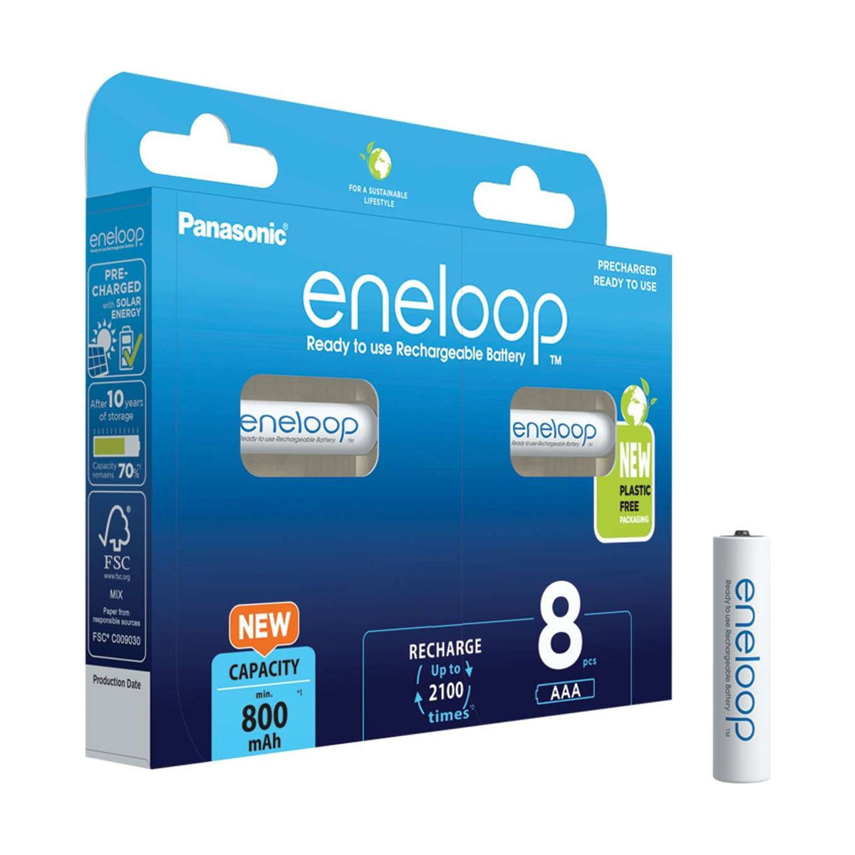 Eneloop AAA Rechargeable Batteries (HR03) - 8 Pack retail pack