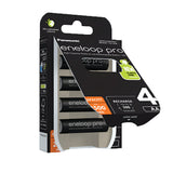 The Panasonic Eneloop Pro AA HR6 Rechargeable Batteries 2500mAh (4 Pack) come in eco-friendly packaging, ideal for high-energy-demand devices. These batteries boast a strong 2500 mAh capacity, support up to 500 recharges, and maintain 85% of their charge after one year.