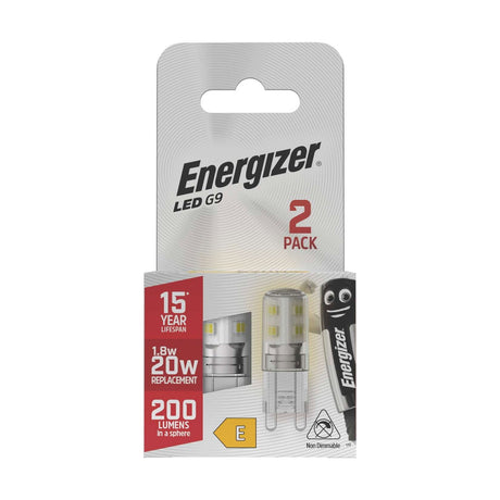 G9 LED Bulb 1.8W 200lm Non-Dimmable - Warm White 2700K, 2 Pack retail pack