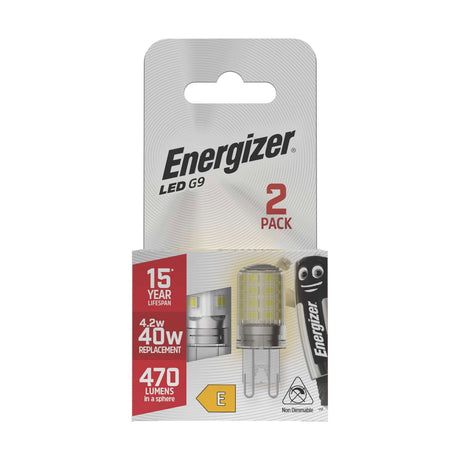 G9 LED Bulb 4.2W 470lm Non-Dimmable - Warm White 2700K, 2 Pack retail pack