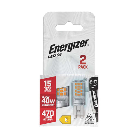 G9 LED Bulb 4.2W 470lm Non-Dimmable - Daylight 6500K, 2 Pack retail pack