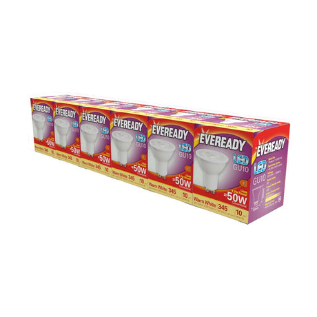 GU10 LED Bulb 4.7W 345lm - Warm White 3000K, 6 Pack retail pack