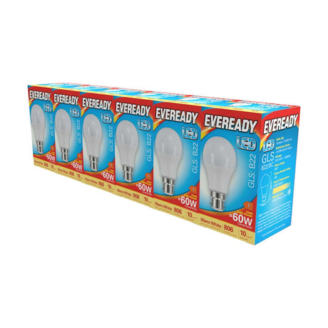 B22 (BC) LED GLS Bulb 8.8W 806lm - Warm White 3000K, 6 Pack retail pack