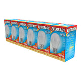 A row of Eveready LED light bulb boxes, each featuring an 8.8W non-dimmable LED GLS bulb with an E27 fitting in warm white (3000K). The packaging, predominantly blue and red, underscores energy efficiency and offers a bright 806-lumen output.