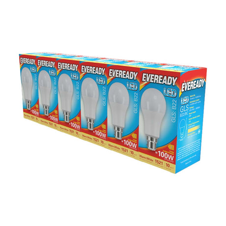 LED GLS B22 (BC) 1521lm 13.8W Warm White 3000K - 6 Pack retail pack