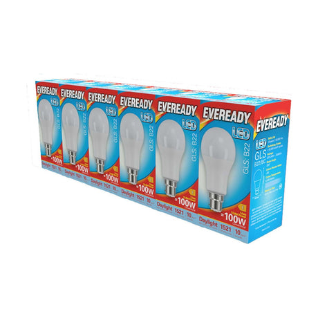 B22 (BC) LED GLS Bulb 13.8W 1521lm - Daylight 6500K, 6 Pack retail pack
