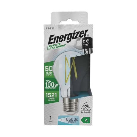 E27 (ES) LED Filament GLS Bulb 7.2W 1521lm - Daylight 6500K retail pack