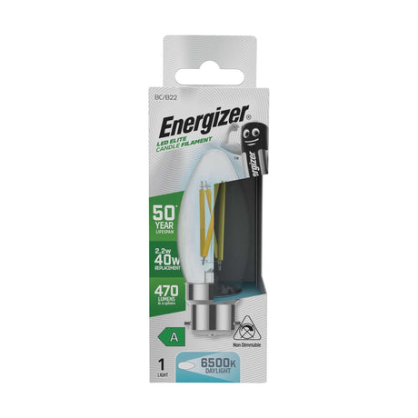B22 (BC) LED Candle Bulb 2.2W 470lm Non-Dimmable - Daylight 6500K retail pack