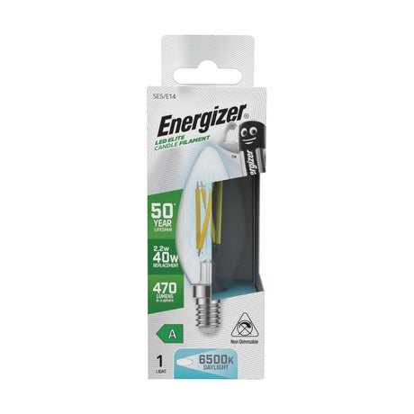 E14 (SES) LED Filament Candle Bulb 2.2W 470lm - Daylight 6500K retail pack