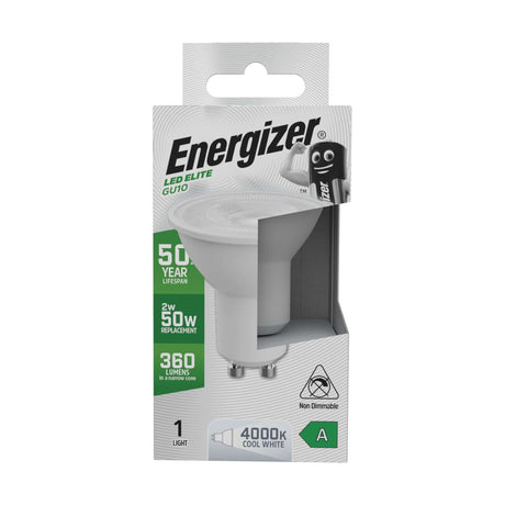 GU10 LED Spotlight Bulb 2W 360lm Non-Dimmable - Cool White 4000K retail pack