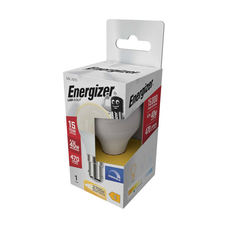 B15 (SBC) LED Golf Bulb 4.2W 470lm Dimmable - Warm White 2700K retail pack