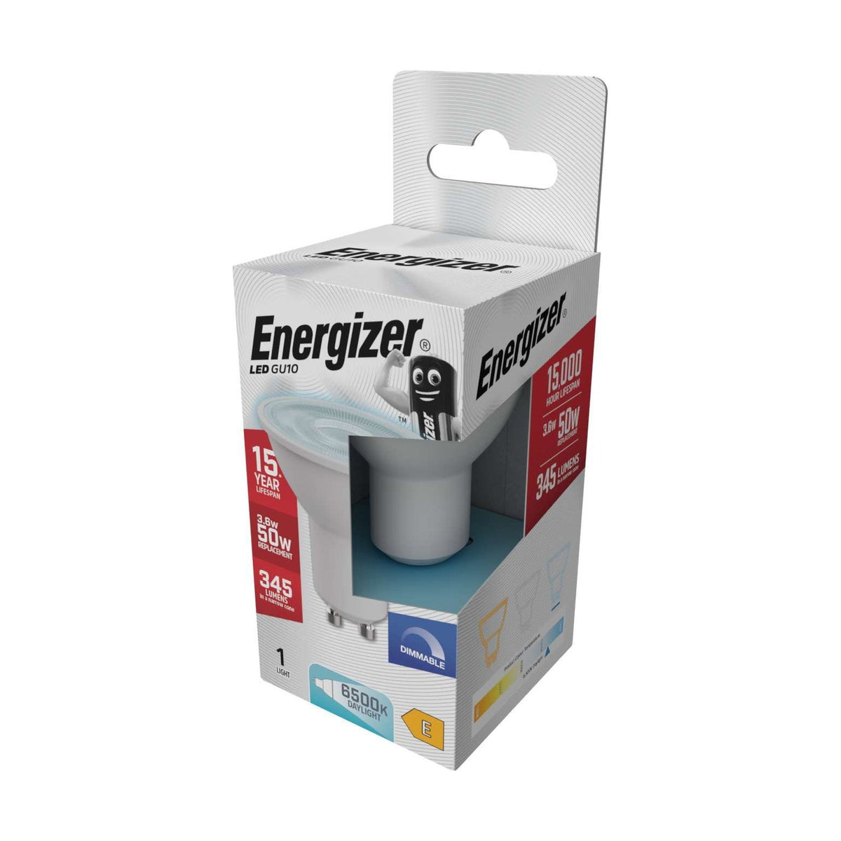 GU10 LED Bulb 3.6W 345lm Dimmable - Daylight 6500K retail pack