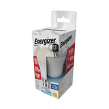 Image of an Energizer 12.6W Dimmable LED GLS Bulb box with daylight, B22, and 6500K specifications. The packaging highlights energy-efficient lighting features, including a lifespan of 15,000 hours and a brightness of 1521 lumens, equivalent to a traditional 100W bulb. Emphasizing its daylight color temperature, the product underscores superior energy efficiency.