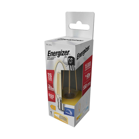 B15 (SBC) LED Candle Bulb 5W 550lm Dimmable - Warm White 2700K retail pack
