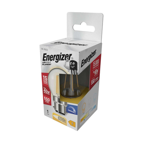 B22 (BC) LED Golf Bulb 5W 550lm Dimmable - Warm White 2700K retail pack