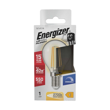 E14 (SES) LED Golf Bulb 5W 550lm Dimmable - Warm White 2700K retail pack