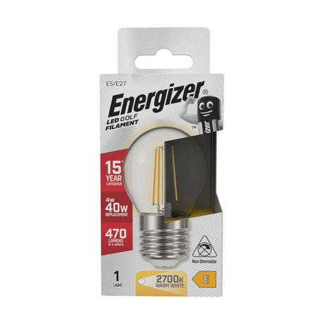 E27 (ES) LED Golf Bulb 4W 470lm Non-Dimmable - Warm White 2700K retail pack