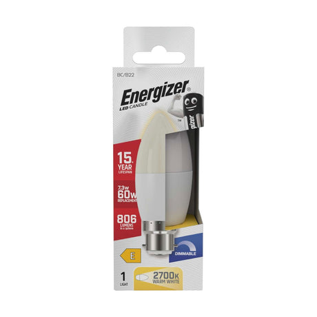 B22 (BC) LED Candle Bulb 7.3W 806lm Dimmable - Warm White 2700K retail pack
