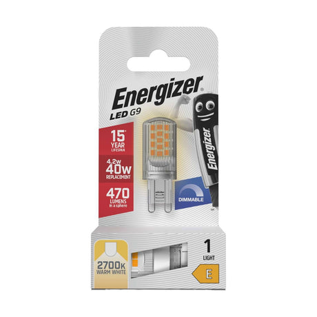 G9 LED Capsule Bulb 4.2W 470lm Dimmable - Warm White 2700K retail pack