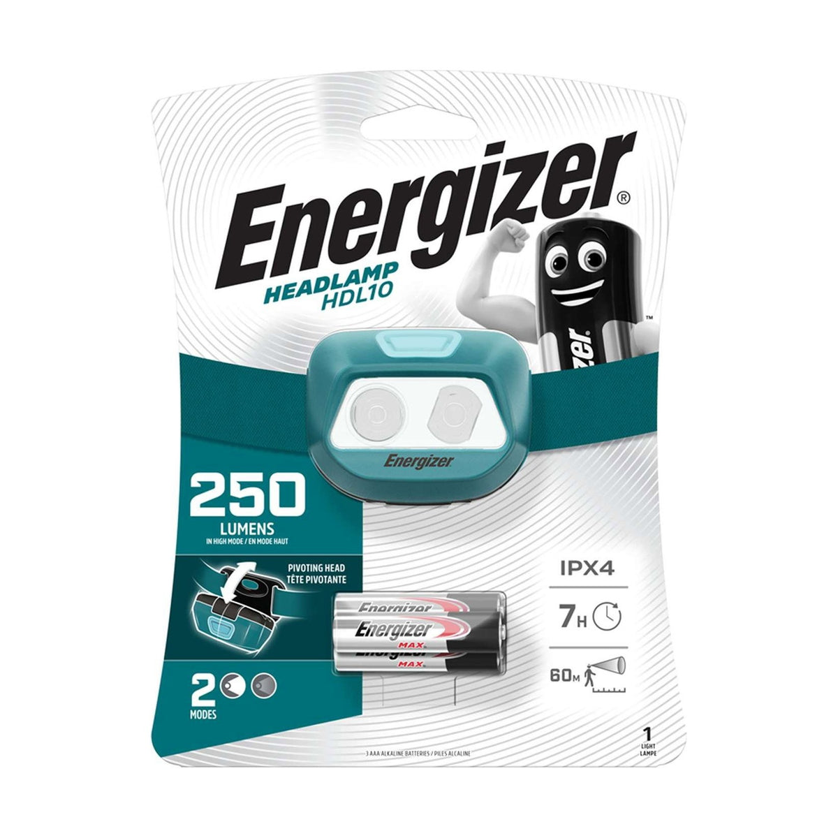 Energizer HDL10 LED Headlamp 250lm - Batteries Included retail pack
