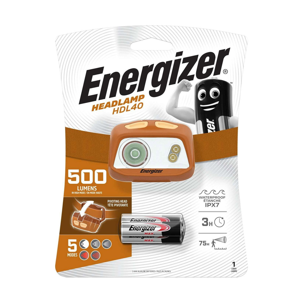 Energizer HDL40 500 Lumen Head Torch - Batteries Included retail pack