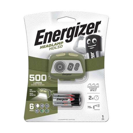 Energizer HDL50 LED Head Torch 500lm - Batteries Included retail pack