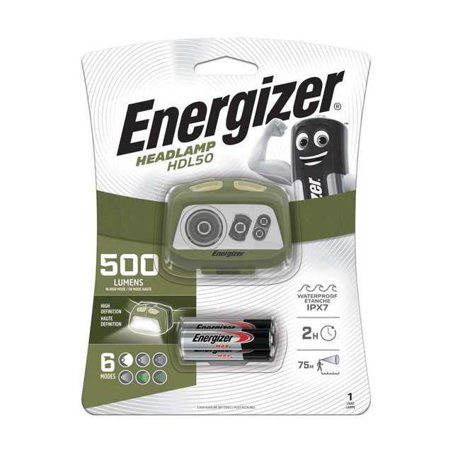 Energizer HDL50 LED Head Torch 500lm - Batteries Included retail pack