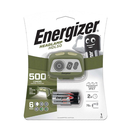 Energizer HDL50 LED Head Torch 500lm - Batteries Included retail pack