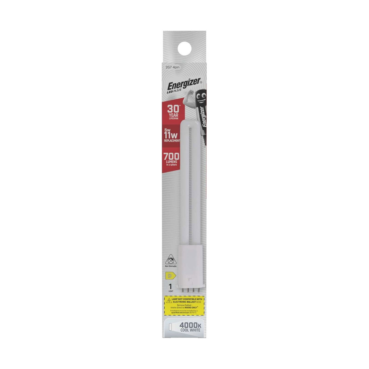2G7 LED PLS Bulb 5W 700lm Non-Dimmable - Cool White 4000K retail pack
