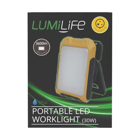 30W IP54 Portable LED Worklight - Daylight 6500K retail pack