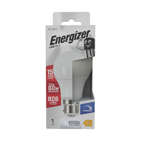 B22 (BC) LED GLS Bulb 7.3W 806lm Dimmable - Cool White 4000K retail pack