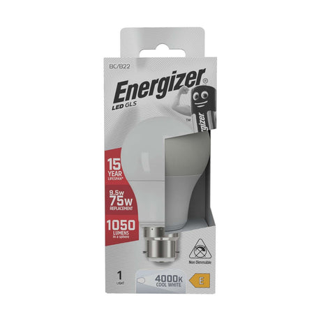 B22 (BC) LED GLS Bulb 9.5W 1050lm Non-Dimmable - Cool White 4000K retail pack