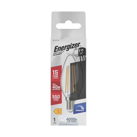 LED Filament Candle E14 5W 550lm Cool White 4000K Dimmable retail pack