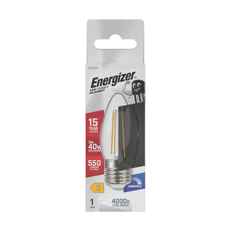 E27 (ES) LED Candle Bulb 5W 550lm Dimmable - Cool White 4000K retail pack