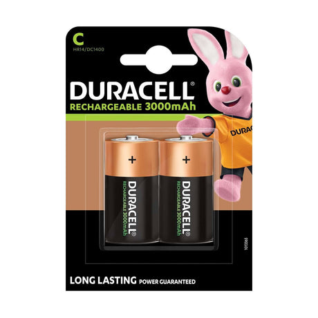 Duracell Rechargeable C Batteries (HR14) - 2 Pack retail pack