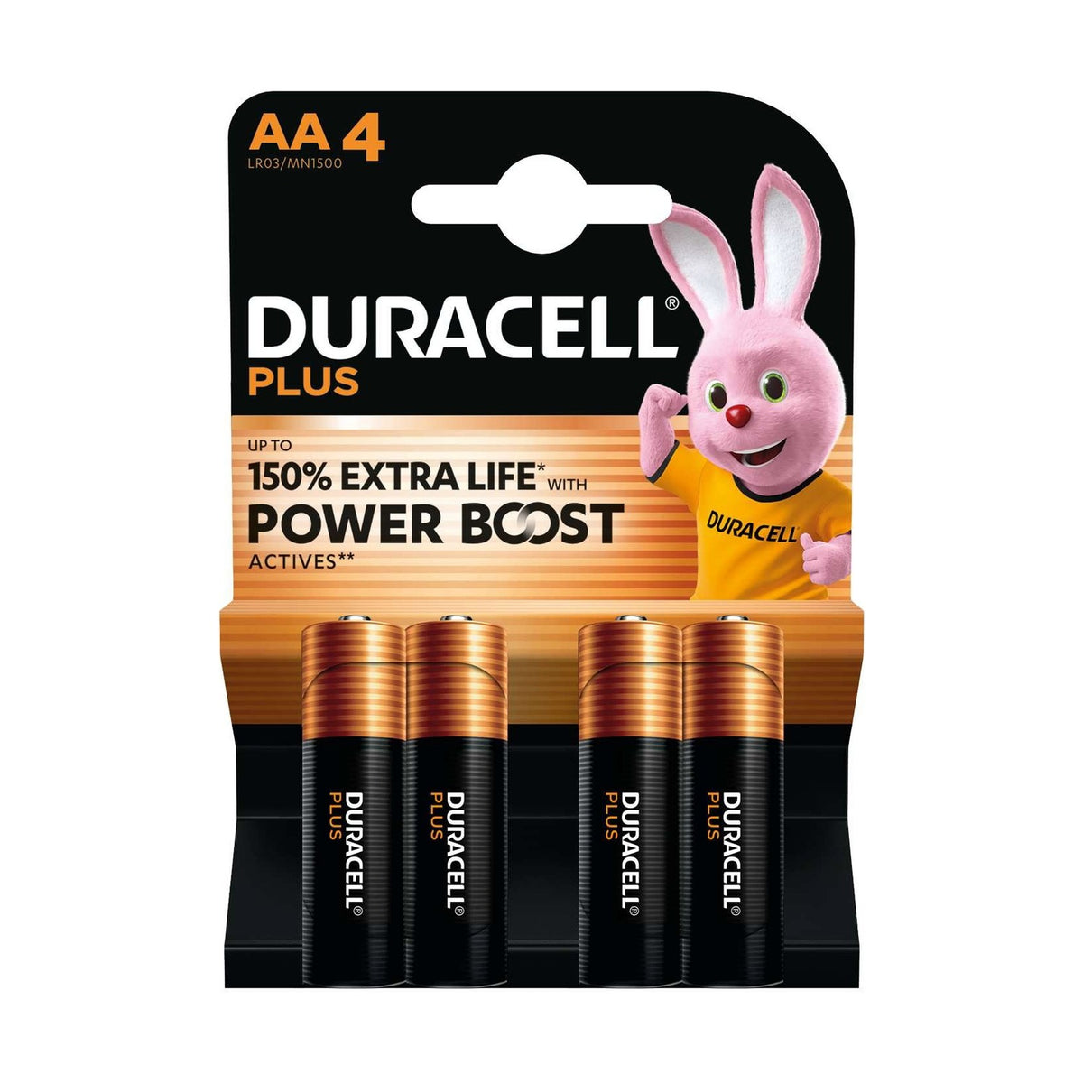 Duracell Plus AA Batteries (MN1500) - 4 Pack retail pack