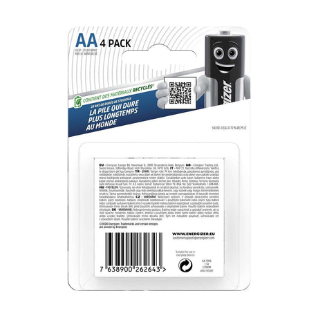 Energizer Ultimate Lithium AA Batteries (FR06) - 4 Pack retail pack