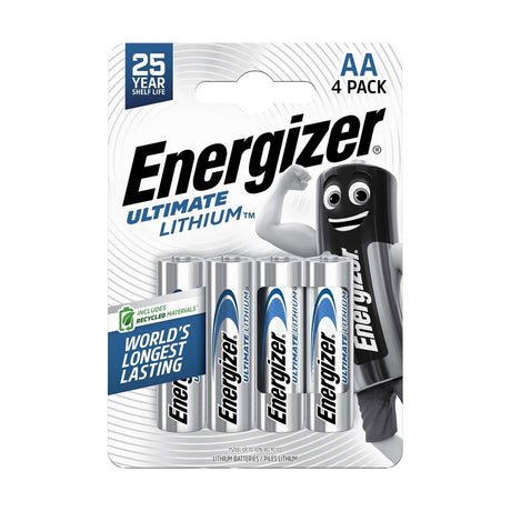 Energizer Ultimate Lithium AA Batteries (FR06) - 4 Pack retail pack