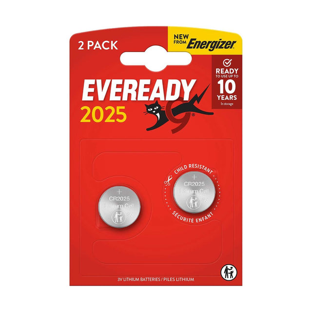 Eveready CR2025 Lithium Coin Batteries - 2 Pack